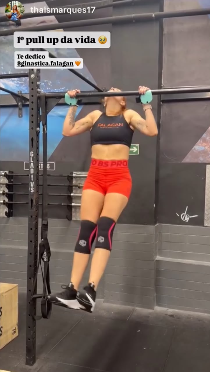 Story de aluna: 1º pull up da vida, dedicado à Ginástica Falagan